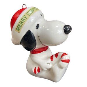 Peanuts Snoopy and Woodstock Christmas 1979 Ceramic Ornament 2-1/4" Tall Vintage